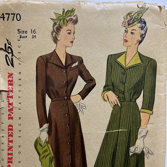 1940’s Era?? Simplicity Pattern Shirtwaist Dress Size 16 Original Packaging $20 - Picture 2 of 10